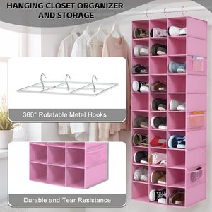 Organisateur de chaussures suspendu, 30 sections, type crochet rectangulaire, étagères de rangement, organisateur de placard pour gagner de la place - Product Image 4