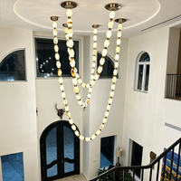 Lustre moderne de luxe, luminaire suspendu décoratif LED en albâtre pour plafond haut, entrée