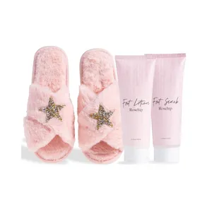 Customized Spa Bath & Body Product With Slippers And Foot Scrub And Lotion Relaxing Bath And Body Works Lotion Sets