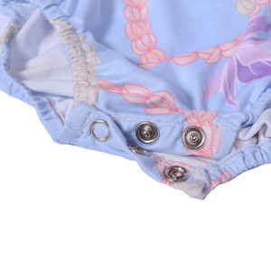 Combinaison pour bébé fille Ga-16 en coton pur imprimé, bretelles réglables, style halter, double couche de dentelle, style Hawaï - Product Image 2