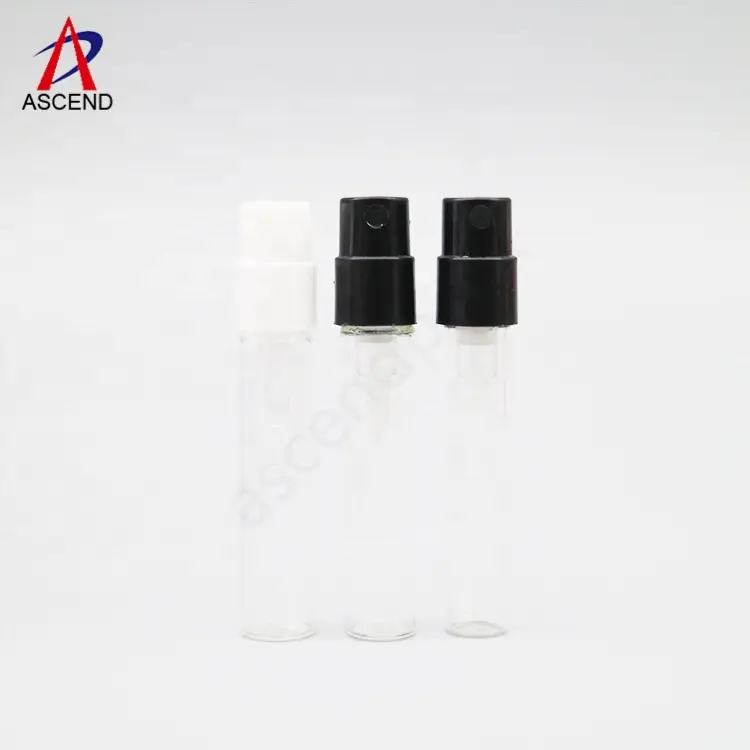 आसान स्थापित छोटे refillable 1.5ml 2ml 2.5ml कांच की शीशी के साथ काले सफेद के लिए स्प्रे इत्र परीक्षक नमूना बोतल