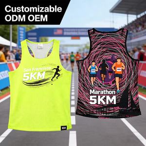 เสื้อกล้ามวิ่งมาราธอนแบบยูนิเซ็กซ์ ผ้าตาข่ายระบายอากาศ โพลีเอสเตอร์ 100% ป้องกันรังสียูวี สำหรับฤดูร้อน สกรีนโลโก้ตามสั่ง - Product Image 1