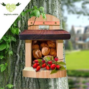 Weatherproof Squirrel Feeder Solid Wood Quadrate Feeding Station Sustainable and Stocked for Small <strong>Animals</strong> - Product Image 3