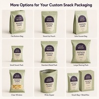 Bolsa de Papel para Papas Fritas con Fondo Plano y Cierre Personalizada para Fabricantes de Snacks y Empaquetado de Marca Privada para Minoristas