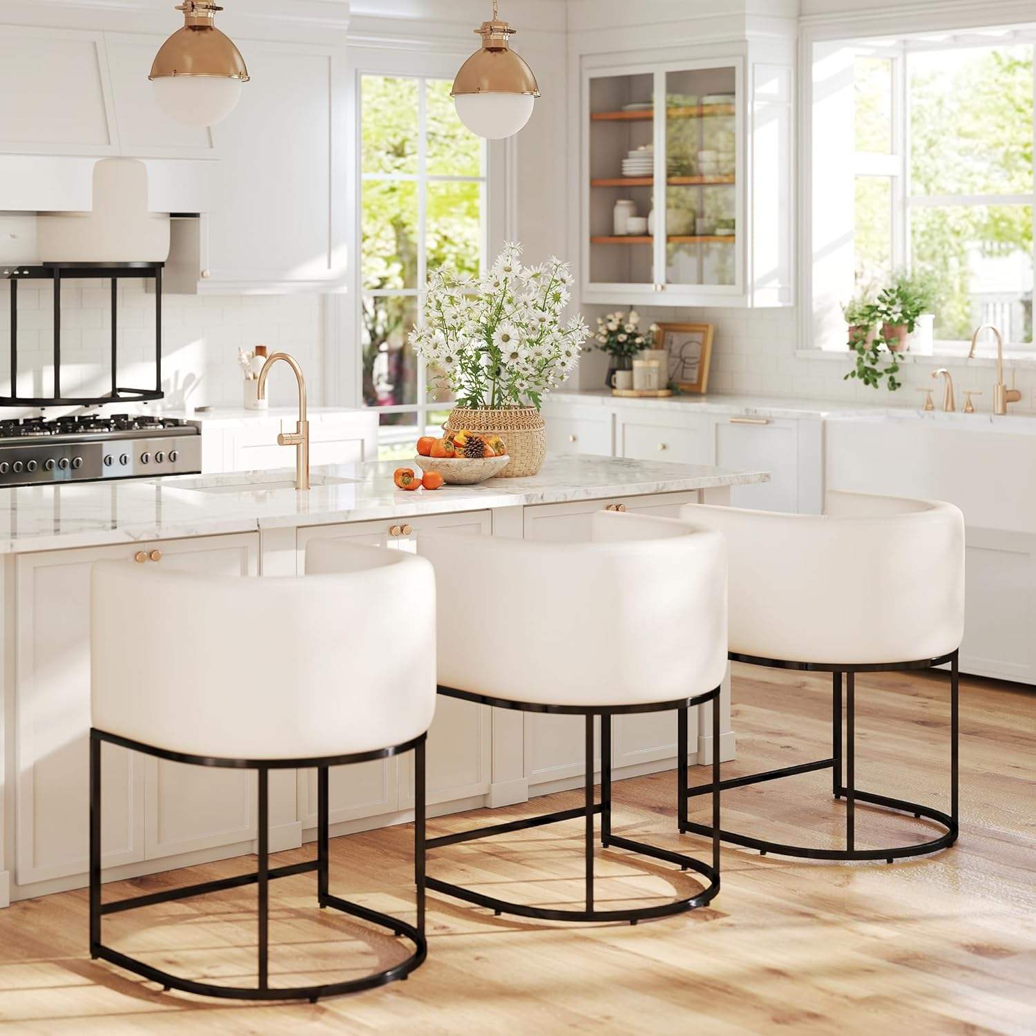 32 pouces crème, base dorée