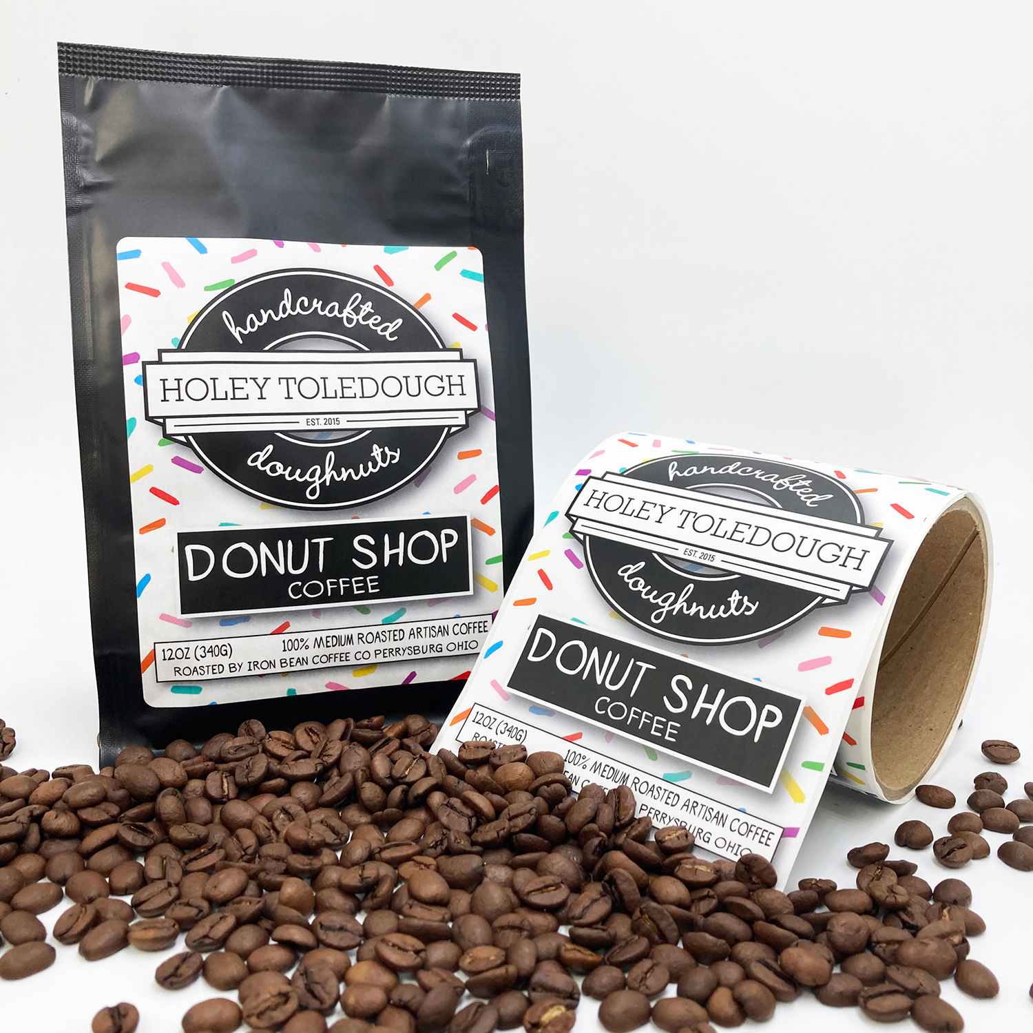 Custom Printed Food Packaging Labels For Coffee Bags Waterproof Vinyl Stickers With Food Safe Permanent Adhesive Roll