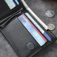 Dompet kulit asli pria ultra tipis, dompet bisnis kulit sapi lapisan pertama Sederhana anti Maling