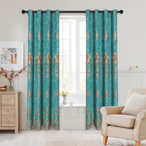 Leggiadro europeo tende damascate per soggiorno camera da letto Stock Roman Grommet ricamato ricamato tessuto a pieghe - Product Image 5