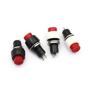 1.5A/250V 10MM 7MM Reset self-locking button switch, 2 Pin small Round button switch Lock-free button switch with lock