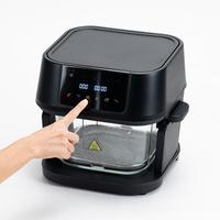 Friteuse à air chaud électrique domestique compacte et visible à prix abordable, sans revêtement, 5,5 L, 200 W ℃   Friteuse à air en verre pour usage domestique