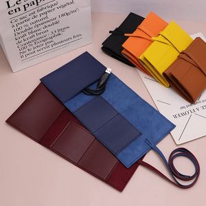 Quick Shipping Travel Cable Storage <b>Roll</b> PU <b>Leather</b> <b>Tool</b> Organizer Bag for Charger Headphones Data Cable - Product Image 2