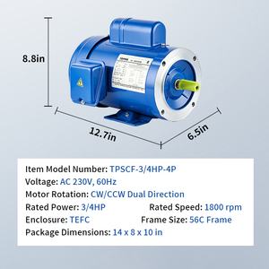 มอเตอร์เหนี่ยวนำไฟฟ้ากระแสสลับเฟสเดียว TPSCF56C-3/4HP-4 TEFC 4 โพล 1725 รอบต่อนาที สำหรับใช้งานกลางแจ้ง - Product Image 2