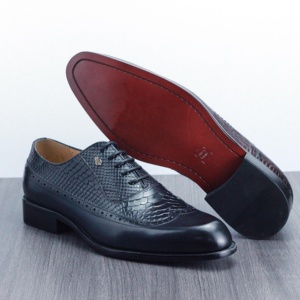 Chaussures de Ville Noires Classiques pour Hommes avec Semelle Oxford, Chaussures d'Affaires à Lacets Idéales pour Mariage - Product Image 5