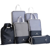 Sac de rangement pour organisateurs de voyage en nylon ripstop recyclé Conception personnalisée Cubes d'emballage de voyage en maille de compression suspendus légers