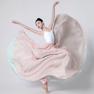 Nouvelle jupe de danse folklorique chinoise pour enfants 2026, jupe longue fluide à 360/540/720 degrés pour filles, idéale pour les costumes de danse orientale, les récitals et la scène - Product Image 1