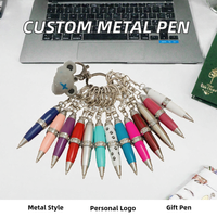 Stylo bille rond décoratif en métal personnalisé avec logo, largeur d'écriture 1,0 mm, idéal pour cadeaux et porte-clés - Vente en gros DIY