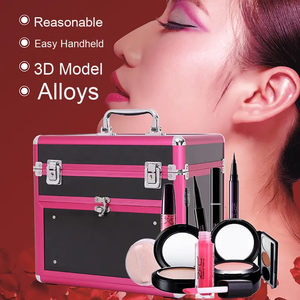 <strong>Pink</strong> Aluminum Alloy Frame Makeup case Cosmetic Storage <strong>Box</strong> or Beauty <strong>Tool</strong> case Everyday Storage <strong>Box</strong> with Non-slip Handle - Product Image 4