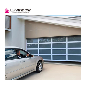 Portes de garage sectionnelles en aluminium commerciales et résidentielles avec verre dépoli, vue panoramique, cadre noir, portes de garage automatiques - Product Image 6