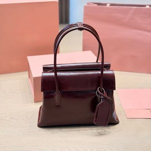 Miao Family Vintage Flap Handbag Wine Red Horizontal Square Cover Type Everyday Outfits Shoulder Crossbody Bag L241 - Product Image 1