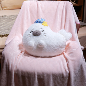 Zachte zeedierzeehond baby slaapgoed welterusten zacht pluizig stof knuffeldier 3-in-1 pluche kussen voor huisdecoratie - Product Image 6