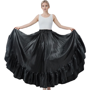 Falda de Satén con Volantes para Danza del Vientre, Danza Española, Danza Folclórica Mexicana, Flamenco, Traje de Actuación - Product Image 6