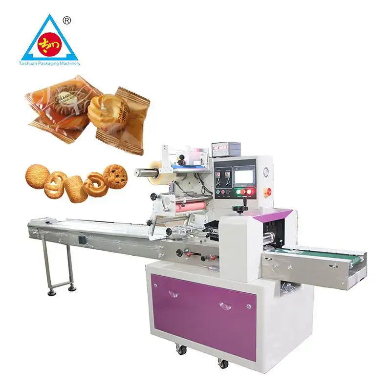 Automatic Horizontal Biscuits moon Cake egg roll empanadas Cookies Food Pillow Packaging Machine