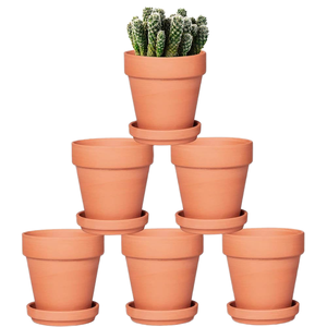Customized Modern Classic Red Terracotta Flower <b>Pots</b> Various Sizes Simple Bonsai <b>Succulent</b> Cactus Not Coated Drainage Hole - Product Image 1