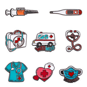 医疗用品装饰医疗系列卡通胸针救护车注射器听诊器医药包徽章医生护士礼品 - Product Image 2