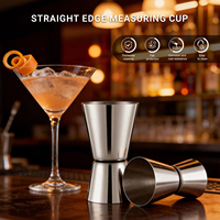 Jigger double en acier inoxydable 15/30 ml pour cocktails, outil de mesure de style japonais à bord droit pour barware