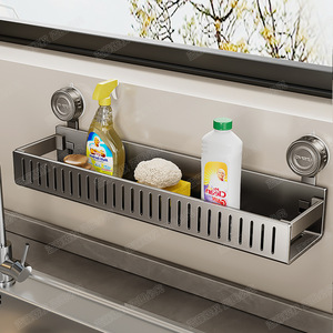 <b>Kitchen</b> <b>Storage</b> Rack Wall Mounted Carbon Steel Spice Racks With Suction Cups <b>For</b> Oil Salt Soy Sauce Vinegar Condiments - Product Image 4