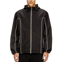 Veste coupe-vent à capuche pour homme, avec bordure contrastée, tissu Ripstop, doublure en mesh, membrane imperméable, style streetwear, vente en gros