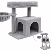 Direct usine Arbre à chat compact avec panier-coussin en peluche, rampe à griffer et structure gain de place