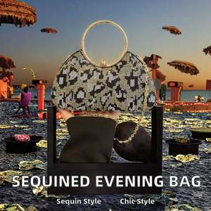 Bolso de mano elegante con asa redonda en forma de corazón y diamantes grandes para fiesta, bolso de noche con diamantes de imitación. - Product Image 2