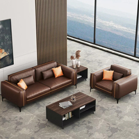 Canapé modulaire de bureau en cuir luxueux brun moderne à trois places Liyu Furniture pour salon, chambre et hôtel