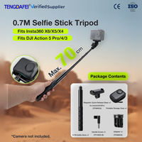 Monopode extensible avec base magnétique, cordon anti-perte, adaptateur métallique, perche télescopique 0,7 m / 1,2 m pour caméra d'action et téléphone