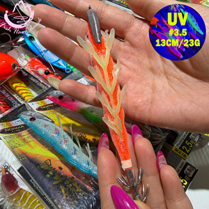 Esca in Legno per Gamberetti # Esca Artificiale a Forma di Calamaro 3.5 13cm 23g Ultra UV Glow <span class=keywords><strong>Egi</strong></span> per Pesca Notturna in Acque Profonde, Lago e Fiume - Product Image 3