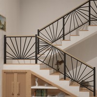 Treppengeländer aus Eisen- und Aluminiumlegierung, modernes, schlichtes Design, rostbeständig, 3 Jahre Garantie, Holzmaserung-Imitat
