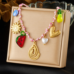 <span class=keywords><strong>Collana</strong></span> con Catena in Acciaio Inossidabile all'Ingrosso, Ciondoli Fai-da-Te Stile <span class=keywords><strong>Oceano</strong></span> con Conchiglie e Frutta - Product Image 1