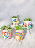 Pot de fleur en résine peint à la main couleur champignon pot de plante verte avec trou jardinière en pot succulente pour décor de bureau bureau