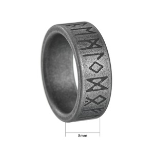 Homens 8mm Vintage Aço Inoxidável Viking Runes <span class=keywords><strong>Retro</strong></span> Aço Inoxidável Dedo Anéis para Homens - Product Image 4