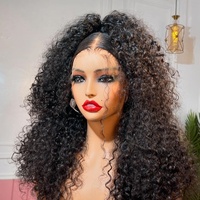 Peluca frontal de encaje HD 13x6 sin pegamento, cabello humano virgen indio crudo, cutícula alineada, rizado afro, pre-arrancada para mujeres negras.