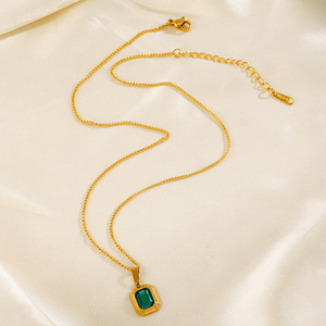 สร้อยคอจี้เพทายทรงสี่เหลี่ยมสร้อยคอเพชรเลียนแบบได้ตามต้องการ - Product Image 4