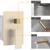 Ensemble de douche pluie monotrou en laiton avec cartouche céramique et fixation murale, en promotion