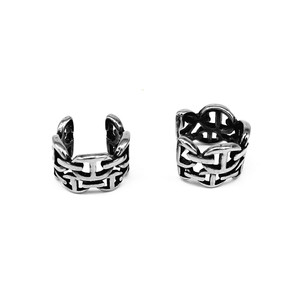 yunnique Fashion Cuff Earrings Geometric Tibetan <b>Silver</b> <b>Studs</b> For Men Women Ear Clips Stainless Steel Jewelry Accessory - Product Image 5