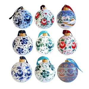 Wholesale Custom Christmas Hanging Decor Bauble High Quality Christmas Tree Ceramic Ball Ornaments