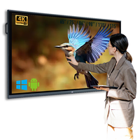 Tableau blanc interactif intelligent 4K LCD Android 14 4K UHD pour l'éducation et l'enseignement, avec caméra intégrée pour les réunions et les conférences