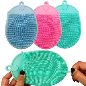 1pcs Silicone Massage Bath Brush with <b>Hook</b> Soft Exfoliating Bath Gloves Baby <b>Showers</b> Cleaning Brush Remover Scrub <b>Showers</b> Bubble - Product Image 3