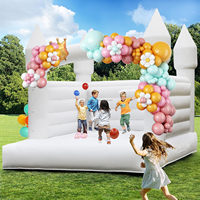 Château gonflable en PVC blanc de 14 pieds avec panier de basket-ball, château gonflable pour fête en intérieur et en extérieur
