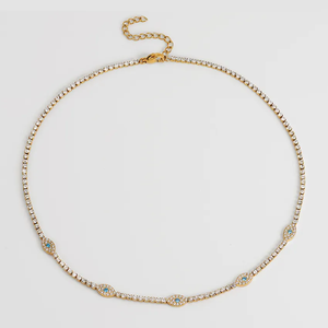 फैशन ज्वैलरी ने स्टेनलेस स्टील के सोने की प्लेटेड टैर्निश मुक्त सैपफायर ब्लू रत्न सेट किया - Product Image 5