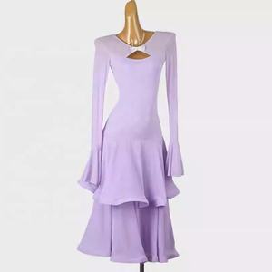 ชุดเต้นรำลาตินสมัยใหม่ ชุดฝึกซ้อม ชุดสอบศิลปะ กระโปรงหลายชั้น ผ้าไหม ผ้าฝ้าย ผู้หญิง Q394 - Product Image 1